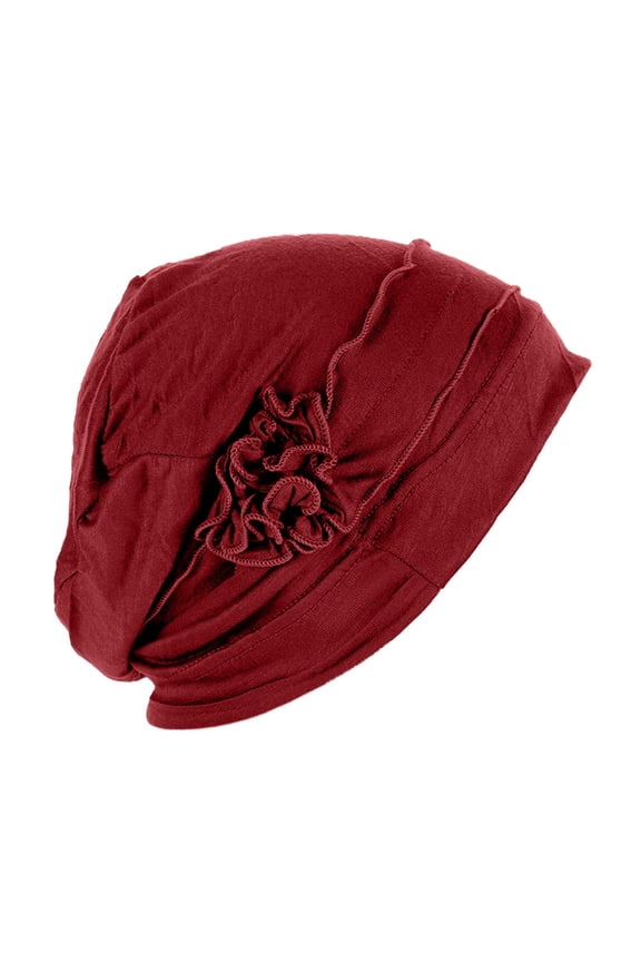 Women Ruffle Splicing Beaded Chemo Hat Turban Wrap Cap for Ladies
