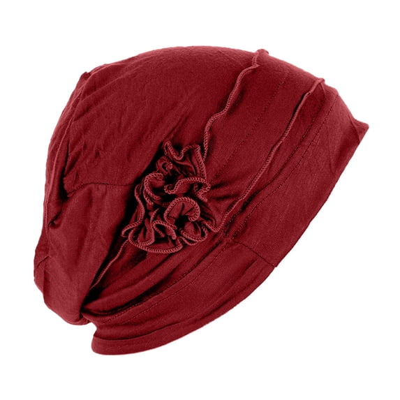 Helii Women Ruffle Splicing Beaded Chemo Hat Turban Wrap Cap for Ladies