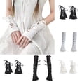 thumbnail image 1 of Helii Women Ruffled Lace Cuff Hand Sleeves Fashion Fingerless Wrist Bands Gloves for Daily Party, 1 of 4