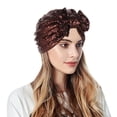 thumbnail image 1 of Helii Women Sequin Bow Pre Tied Turban Hat Glitter Full Coverage Stretchy Beanie Muslim Cap Soft Headwrap Sparkle Sleep Head Scarf Coffee,One Size, 1 of 4