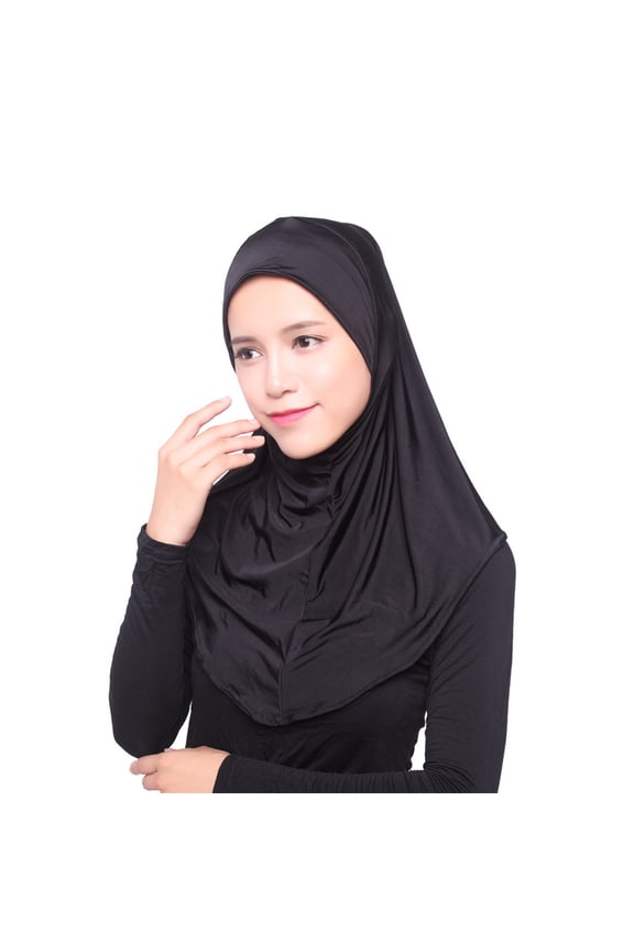 Women Soft Rayon One Piece Slip On Hijab Cap Solid Print Muslim Headscarf Turban Hat Instant Undercap Inner Scarf Hat Cap for Daily Summer Lightweight Breathable Stretchy Cap