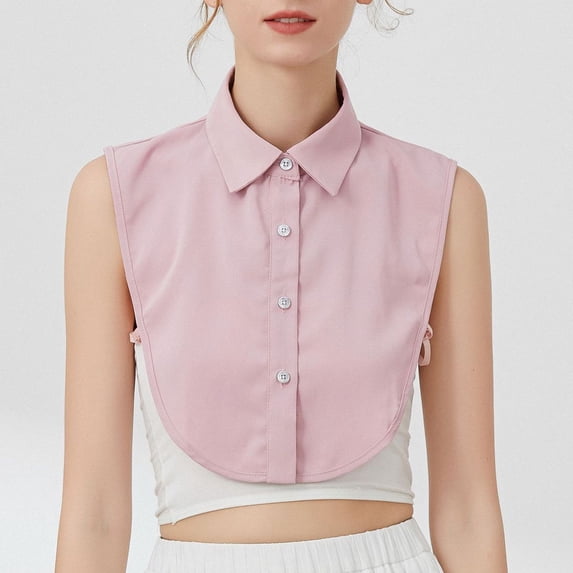 Helii Women Solid Ruffle Detachable False Collar Half Blouse Dickey Faux Shirt Collar