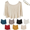 thumbnail image 1 of Helii Women Summer Lightweight Cardigan Crochet Open Front Beach Cover Up Short Sleeve Hollow Out Knit Top Sheer Loose Fit Solid Vacation Shrug Black,One Size, 1 of 9