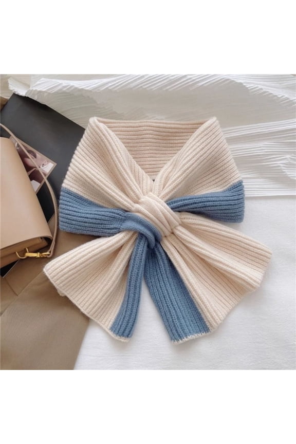 Women Winter Color Block Scarf Soft Warm Windproof Plush Neck Scarf Versatile Daily Outdoor Wear