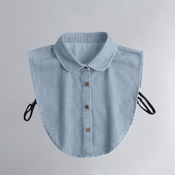 Helii Women's Denim False Collar Button Down Dickey Layering for Sweaters Blouses Tops