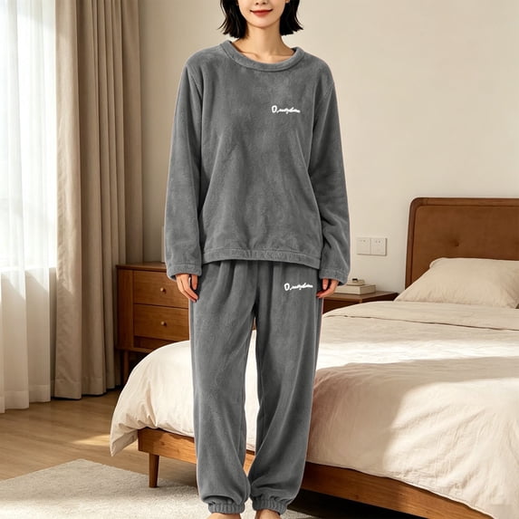 Helii Women's Fuzzy Fleece 2 Piece Pajama Set Long Sleeve Sweatshirt and Jogger Pants Soft Plush Warm Cozy Loungewear for Winter Sleepwear Plus Size Coral Velvet Daily Casual Home Wear