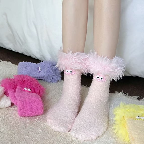 Helii Women's Fuzzy Plush Socks Thick Coral Fleece Warm Soft Cozy Home Sleeping Socks