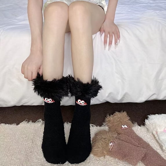 Helii Women's Fuzzy Plush Socks Thick Coral Fleece Warm Soft Cozy Home Sleeping Socks