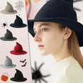 thumbnail image 1 of Helii Women's Halloween Witch Hats Wool Knitted Wide Brim Foldable Hat for Party Festival Accessory 56*58cm Adult Universal for Women Black, 1 of 6