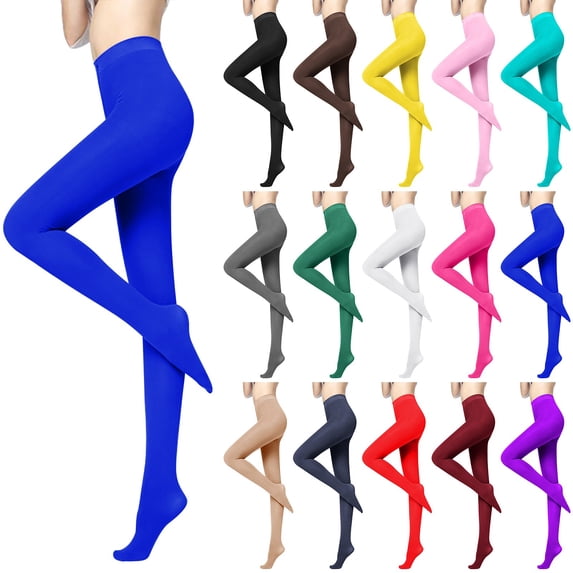 Helii Women's High Waist Velvet Tights, Opaque Tummy Control Pantyhose, Matte Non See Through Tights, Shaping Solid Color Tights for Dress Skirt Daily Wear Blue,One Size