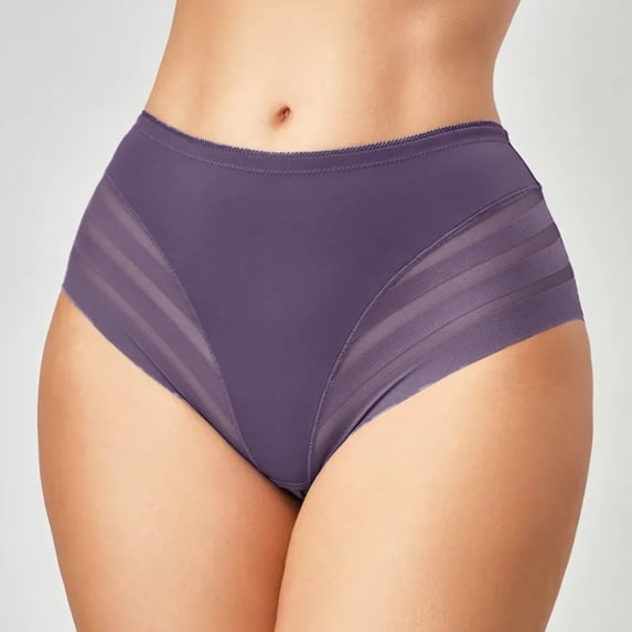 Helii Women's High Waisted Tummy Control Shapewear Panties Lace Sheer Mesh Breathable Butt Lifting Underwear No Show Seamless Cotton Gusset Briefs for Daily Office Home