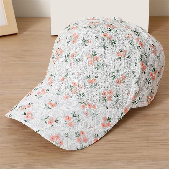 Helii Women's Lace Floral Baseball Cap, Mesh Back Breathable Trucker Hat, Embroidered Flower Sun Cap, Adjustable Snapback Summer Hat for Outdoor Running Light Pink,One Size