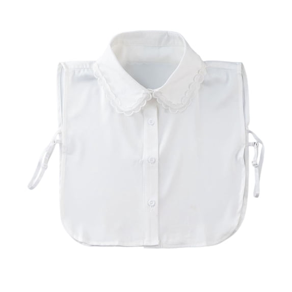 Helii Women's Lace Peter Pan Collar, Detachable Satin Fake Collar, Ruffled Stand False Collar, Adjustable Dickey Collar for Sweater Blouse Dress Layering White,One Size