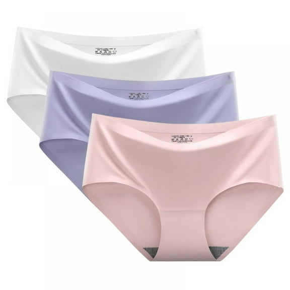 Helii Women's No Show Middle Waist Cotton Underwear Stretch Soft Seamless Wnderwears for Women 3 Pack L