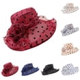 thumbnail image 1 of Helii Women's Organza Wide Brim Sun Hat, Polka Dot Sheer Church Hat, Double Layer Flower Fascinator Hat, Foldable Summer Hat for Wedding Tea Party Derby Black,One Size, 1 of 4