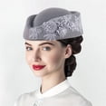 thumbnail image 1 of Helii Women's Pillbox Hat with Flower Applique, Vintage Fascinator Hat, Church Tea Party Hat, Beaded Cocktail Hat, Elegant Dress Hat for Wedding Derby Grey,M, 1 of 4