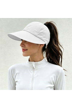 Women's Ponytail Baseball Cap – High Ponytail Sun Hat with Adjustable Back Closure, Lightweight Breathable Summer Running Cap for Outdoor Sports Hiking White,A