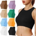 thumbnail image 1 of Women's Ribbed Seamless Racerback Crop Tank Tops, Sleeveless Workout Athletic Camisole, 1 of 7
