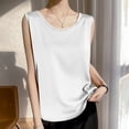 thumbnail image 1 of Helii Women's Satin Tank Top Sleeveless Camisole Loose Fit Round Neck Wide Strap Solid Color Silky Basic Cami Summer Casual Work Office Outfits Lightweight Breathable Daily Vacation 8 Colors, 1 of 4