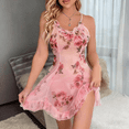 thumbnail image 1 of Helii Women's Sheer Mesh Ruffle Babydoll Nightgown Floral Print Adjustable Spaghetti Strap Mini Dress Romantic Sleepwear for Date Night Honeymoon Home Lounge 5 Colors, 1 of 3