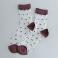 thumbnail image 1 of Helii Women's Sheer Polka Dot Tube Socks, Transparent Mid-Calf Mesh Socks with Contrast Heel & Toe, Breathable Crystal Silk Summer Socks for Flats Loafers Wine,One Size, 1 of 3