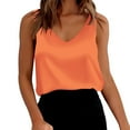 thumbnail image 1 of Helii Women's Silk Satin Tank Tops V Neck Solid Color Comfys Fit Camisole Tops Casual Breathable Basic Shirt Fashion Business Outfits S-2XL Orange, 1 of 8