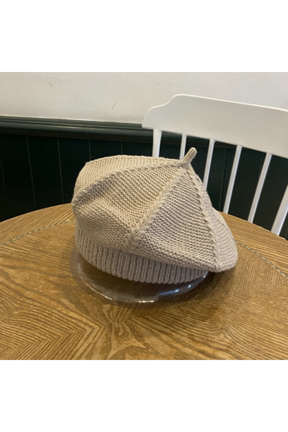 Women's Solid Color Knitted Beret - Fashion Painter's Hat for Casual Wear