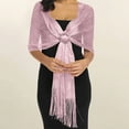 thumbnail image 1 of Helii Women's Sparkling Metallic Shawl Wrap, Sequin Fringe Evening Scarf, Rhinestone Buckle Bridal Shawl, Formal Party Cape for Wedding Guest Gown Banquet Pink,One Size, 1 of 4