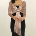 thumbnail image 1 of Helii Women's Sparkling Metallic Shawl Wrap, Sequin Fringe Evening Scarf, Rhinestone Buckle Bridal Shawl, Formal Party Cape for Wedding Guest Gown Banquet Rose Gold,One Size, 1 of 4