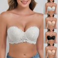 thumbnail image 1 of Helii Women's Strapless Lace Push Up Non Slip Silicone Adhesive Invisible Backless Bustier Bra for Off Shoulder Wedding Dress Demi Cup Balconette Corset Top 4 Colors Summer Daily Wear, 1 of 3