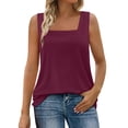 thumbnail image 1 of Helii Women's Tank Tops Square Neck Comfys Fit Solid Color Camisole Tops Lightweight Breathable Retro Shirt Fashion Business Outfits S-2XL Wine, 1 of 5