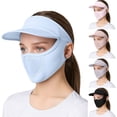 thumbnail image 1 of Helii Women's UPF 50+ Open Top Full Face Sun Mask – Breathable Mesh Cooling Face Shield for Hiking Running, Ponytail Friendly Wrap Around UV Protection Cover for Women Men Light Ashy,One Size, 1 of 4