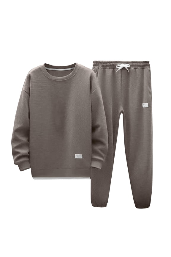 Womens 2 Piece Outfits Sweatsuit Sets Solid Color Lounge Hoodie Plus Size Fall Clothes Fashion Clothing Crewneck Track Suits Brown Size XXL Long Sleeve