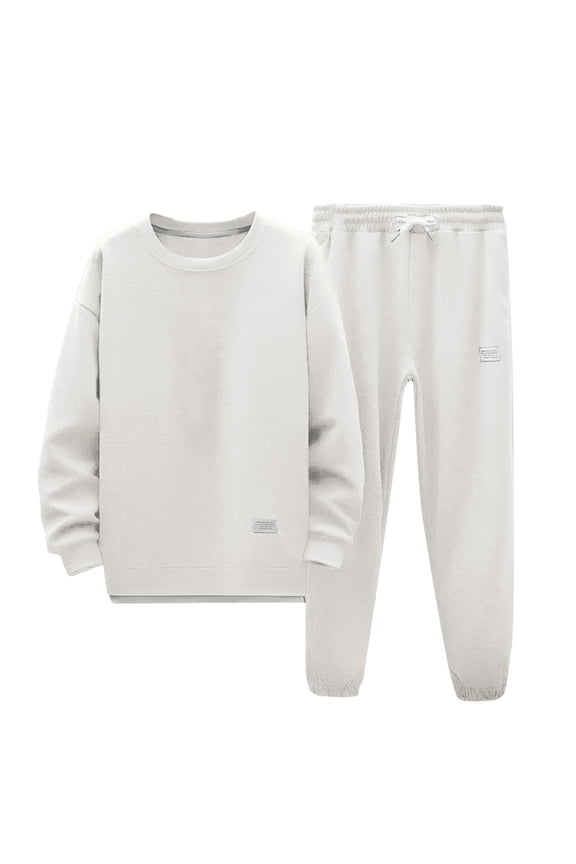 Womens 2 Piece Outfits Sweatsuit Sets Solid Color Lounge Hoodie Plus Size Fall Clothes Fashion Clothing Crewneck Track Suits White Size M Long Sleeve