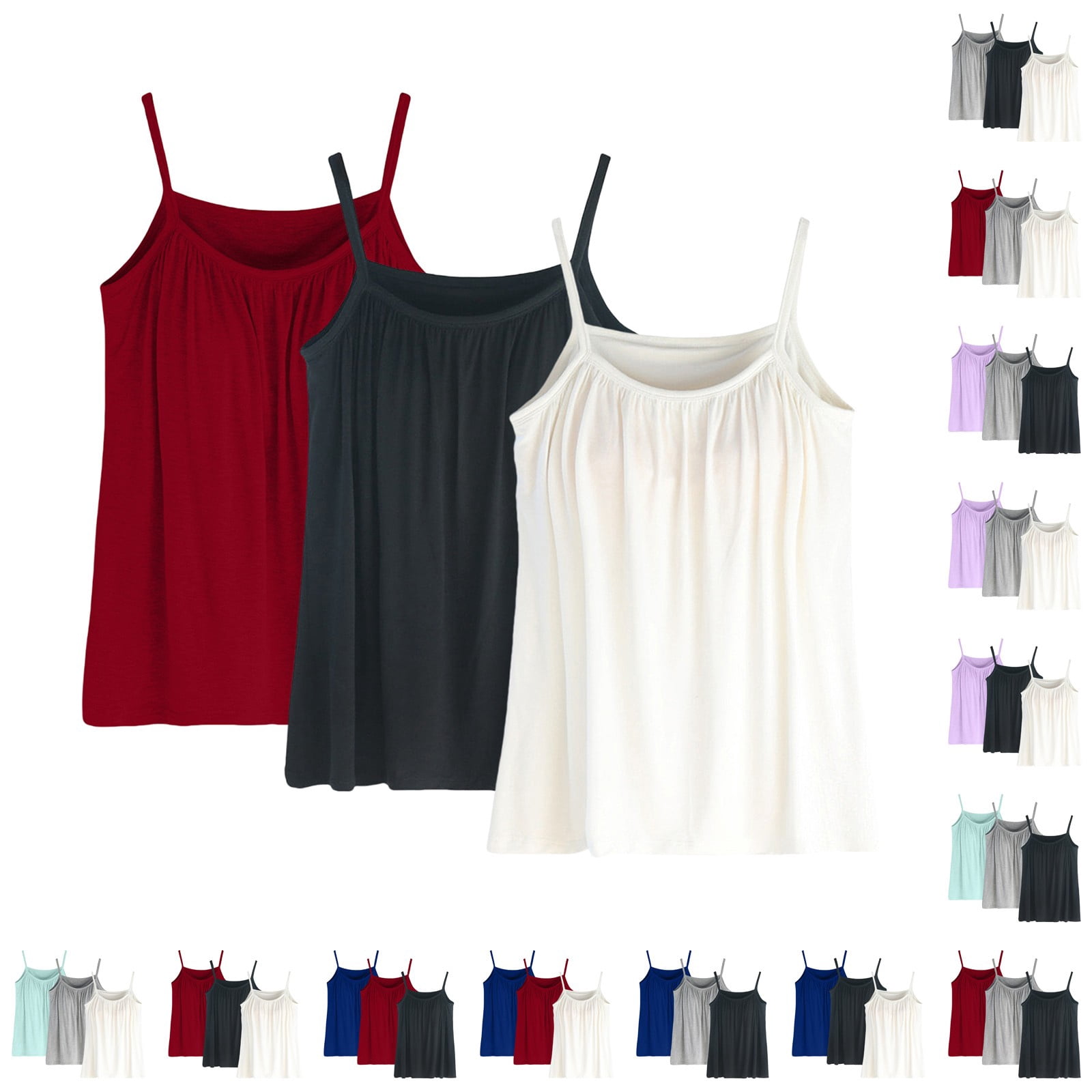 Helii Womens 3 Pack Tank Tops with Built in Bra Sleeveless Shirts ...