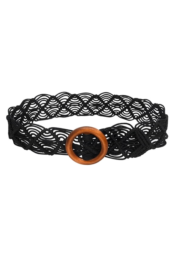 Womens Belts for Dress Women Straw Woven Elastic Waist Belt Boho Wide Dress Belt with Buckle