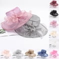 thumbnail image 1 of Helii Womens Organza Church Fascinator Hat –Flower Decor, Wide Brim Sun UV Protection for Lady Tea Party Wedding Bridal Sun Hats Cowboy Hat Cute Hats, 1 of 2