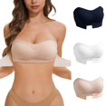 thumbnail image 1 of Helii Womens Strapless Wireless Bra Non Slip Silicone Grip Seamless Bandeau Anti Sagging Lift Push Up Tube Top Invisible Bra for Off Shoulder Tops Daily Yoga 3 Colors Navy White Nude, 1 of 9