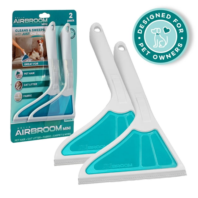 Helio Air Pet Broom Mini: 2-Piece Hair Remover Kit: All-Surface Sweeper & Squeegee for Pets