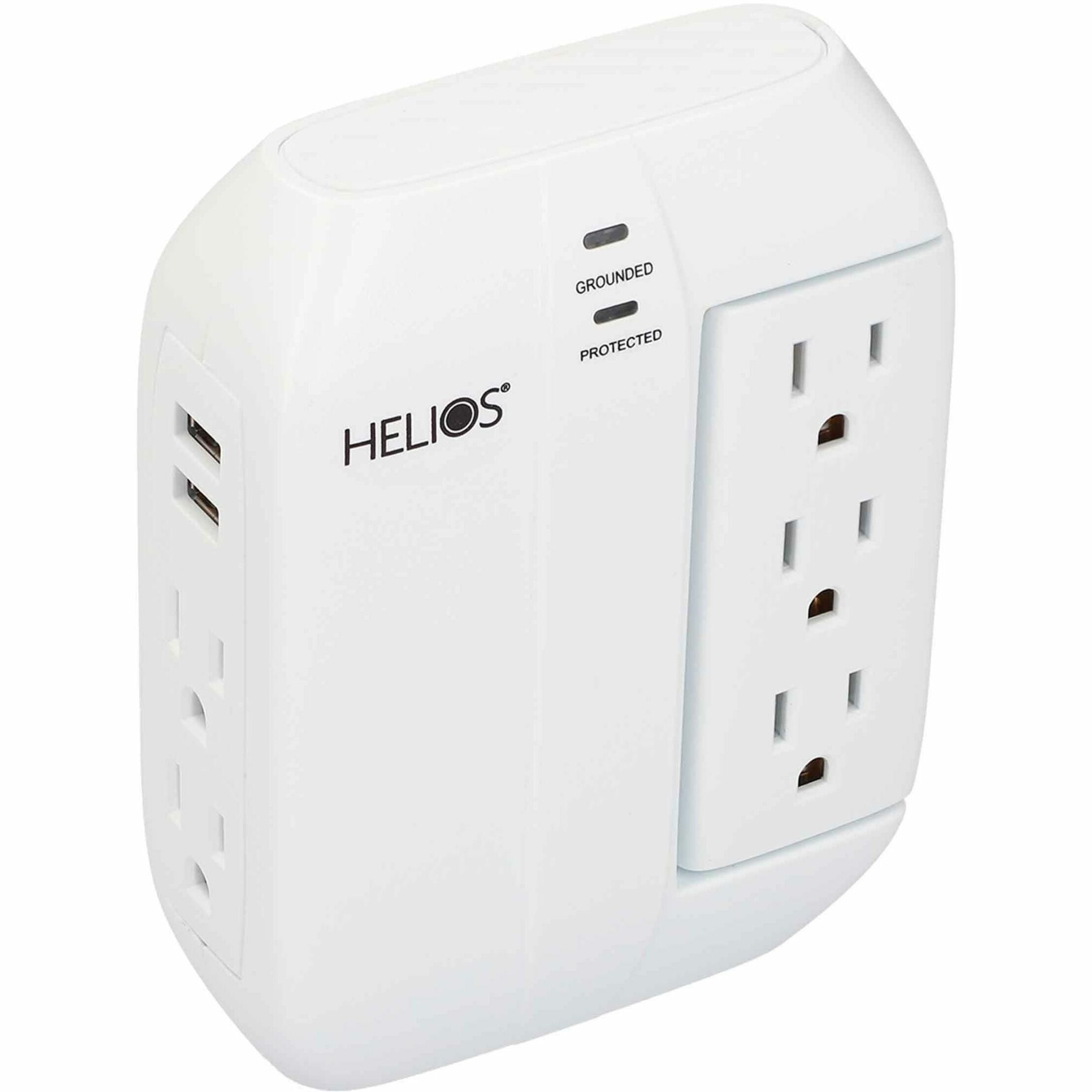 Helios AS-HP-5R 5-Outlet Wall Tap Surge Protector With 2 USB Charging Ports