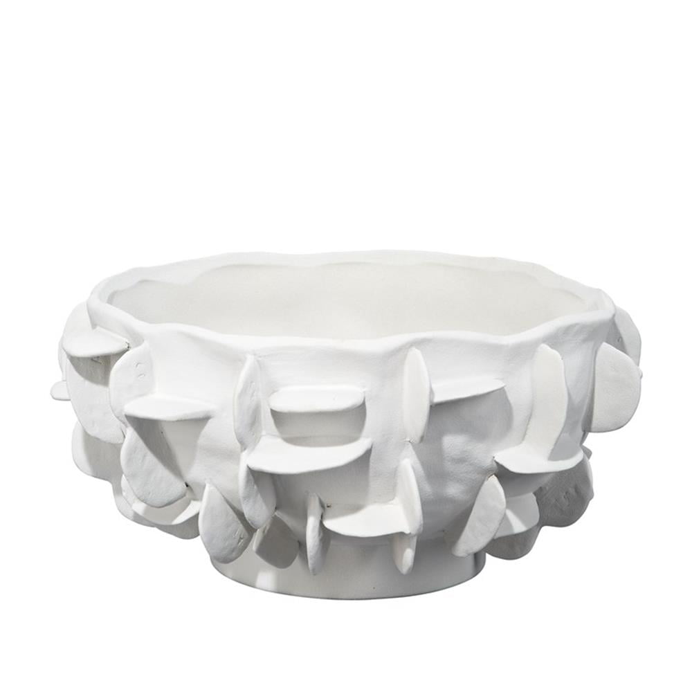 Handcrafted White Ceramic Sculptural Decorative Bowl