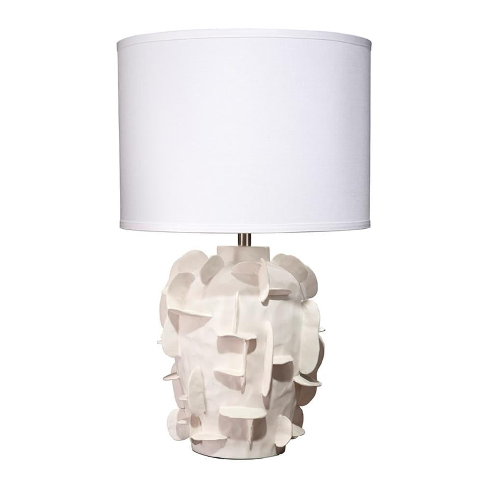 White Ceramic Table Lamp with Linen Drum Shade