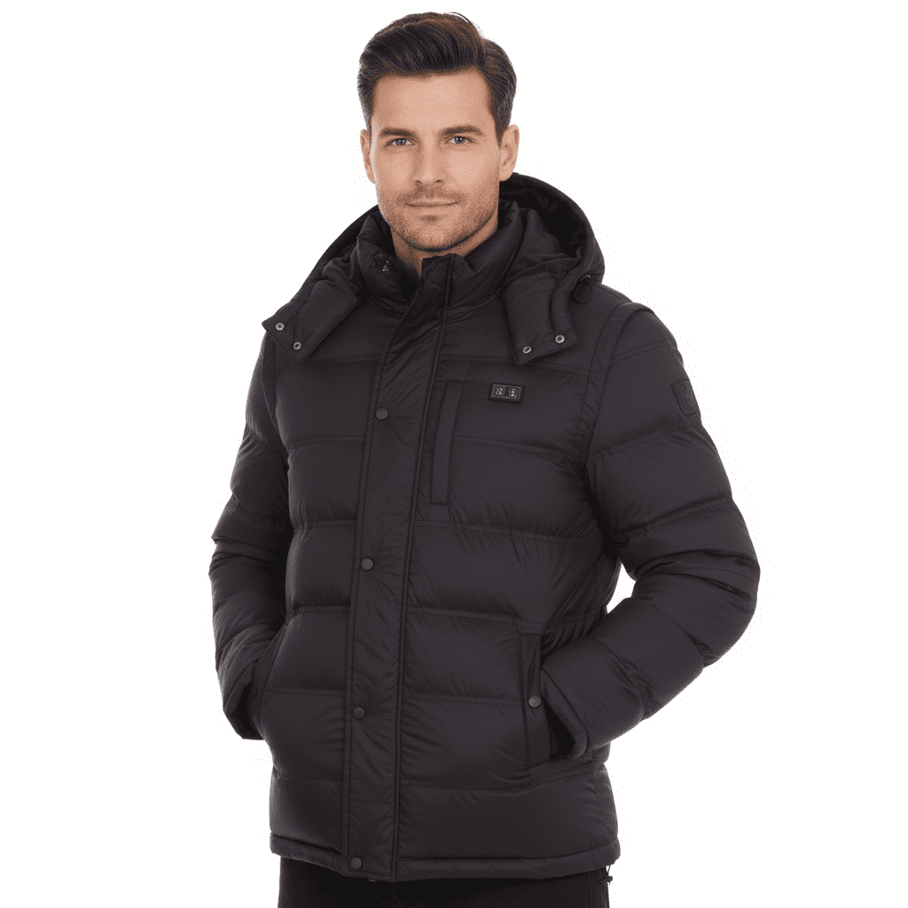 Helios Hybrid Versatile 2 N 1 Coat Vest With Powerbank- Black
