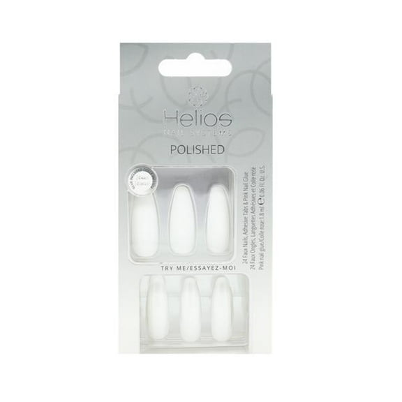 Helios MNVT139 Polished Artificial Nails, White - Super Long Size