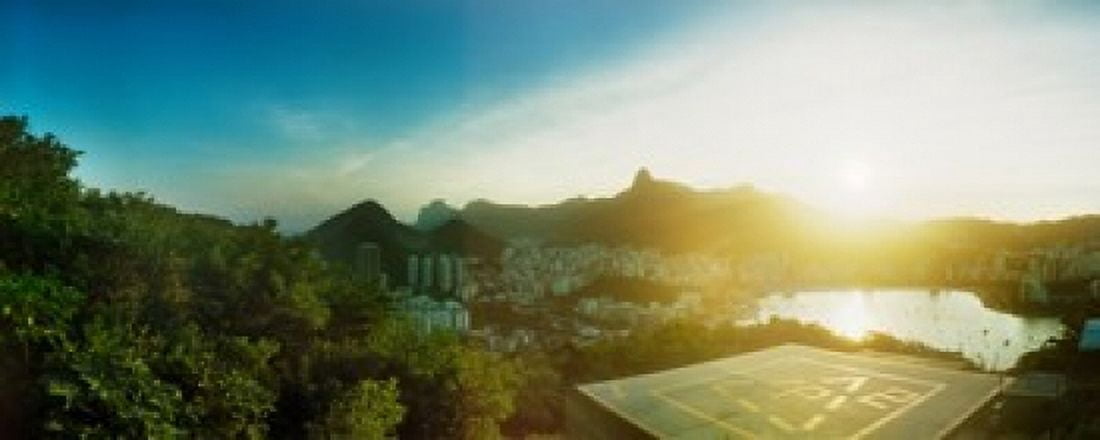 Helipad at the top of Sugarloaf Mountain at sunset Rio de Janeiro Brazil Canvas Art - Panoramic Images (30 x 12)