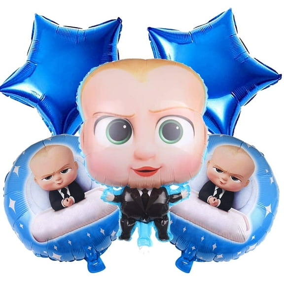 Helium Birthday Party Balloons, Foil Baby Boss, 5 Count