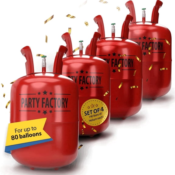 Helium Tank 4 x 140 liters for up to 80 assorted balloons cylinders designed for commercial use across balloon inflation with 3x 5 cu. ft. gas for Party events birthday wedding decoration