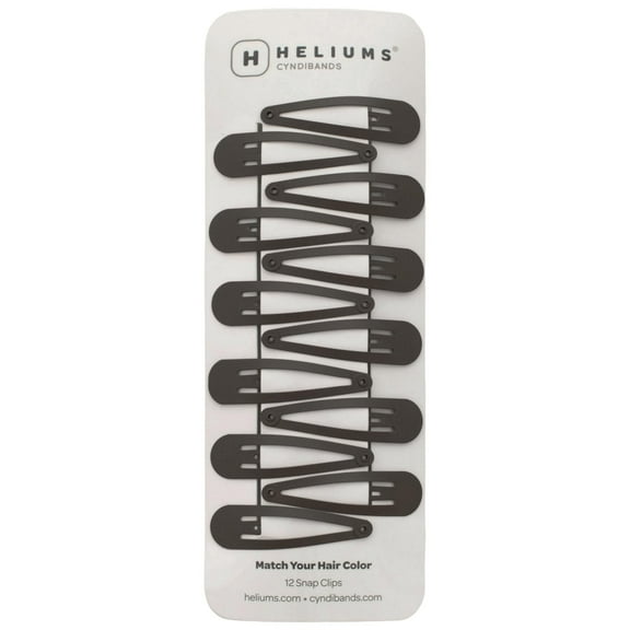 Heliums 2 Inch Snap Clips - Dark Brown - 12 Count, Metal Hair Barrettes for Women, Thin Hair and Kids, Enamel Matte Finish Blends with Brunette Hair Color - 12 Count