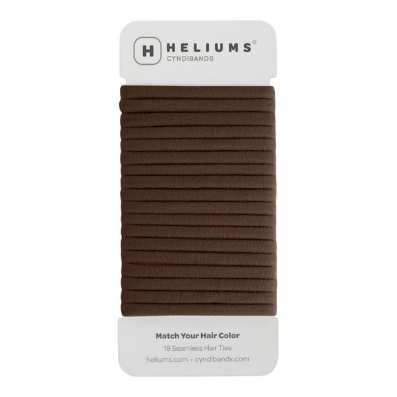 Heliums Dark Ash Brown Skinny Seamless 6mm Medium Hold Soft Nylon Fabric Rolled Ponytail Holders - 18 Hair Ties