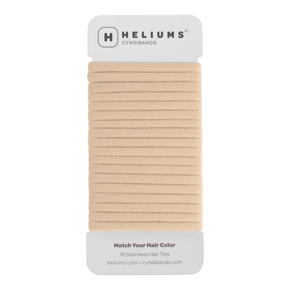 Heliums Seamless Hair Ties - Beige Blonde - Skinny 6mm No Damage Ponytail Holders, 1.75 Inch, Medium Hold for Thin to Normal Hair - 18 Pack